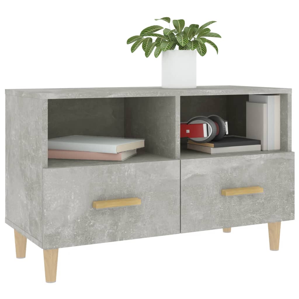 vidaXL Meuble TV Gris béton 80x36x50 cm Bois d'ingénierie