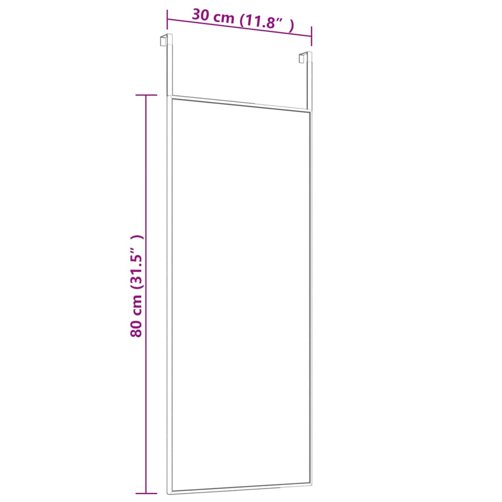 vidaXL Miroir de porte Noir 30x80 cm Verre et aluminium