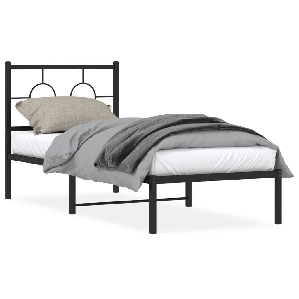 vidaXL Cadre de lit métal sans matelas avec tête de lit noir 80x200 cm