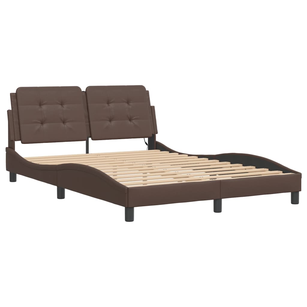 vidaXL Cadre de lit avec LED sans matelas marron 140x200 cm