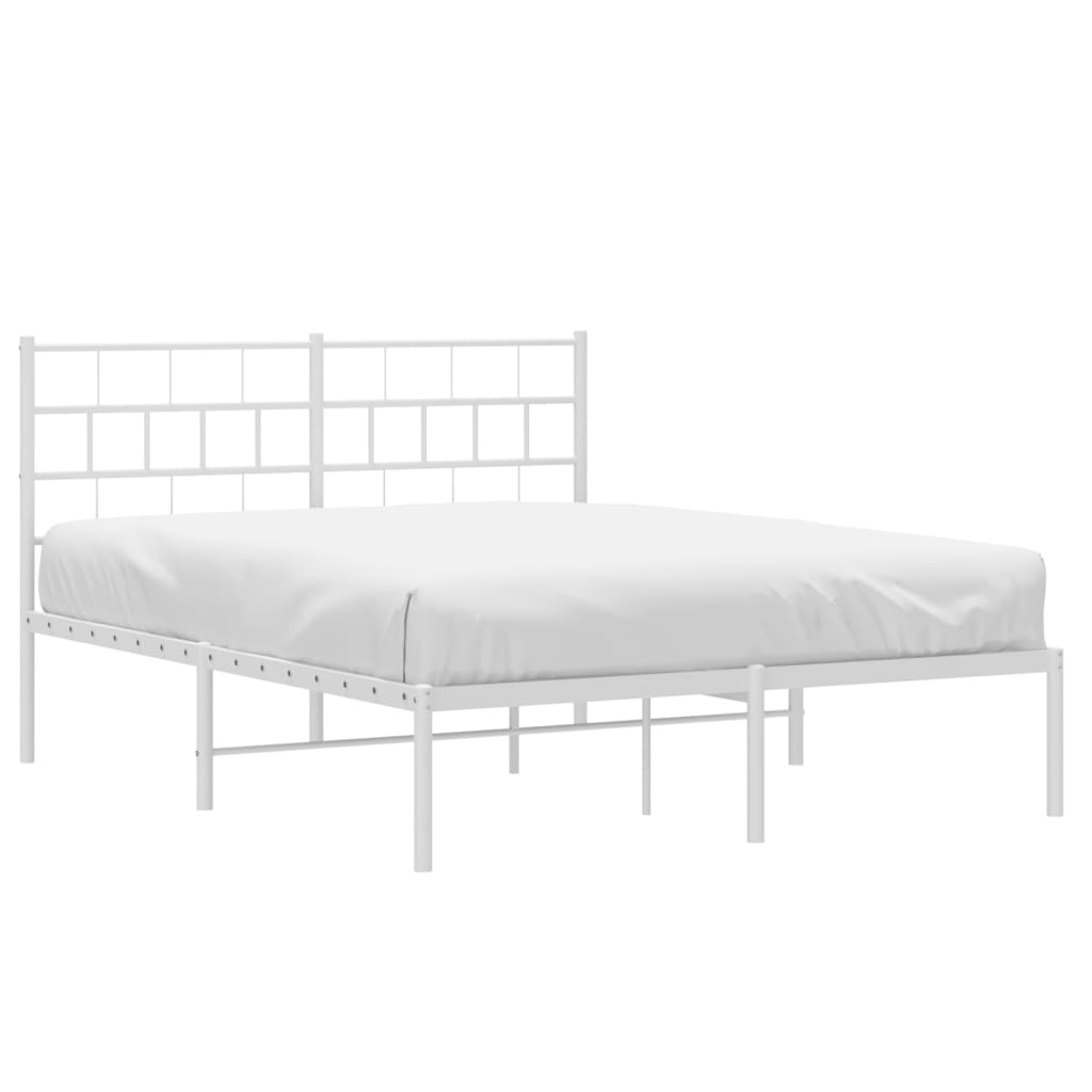 vidaXL Cadre de lit métal sans matelas et tête de lit blanc 120x190 cm