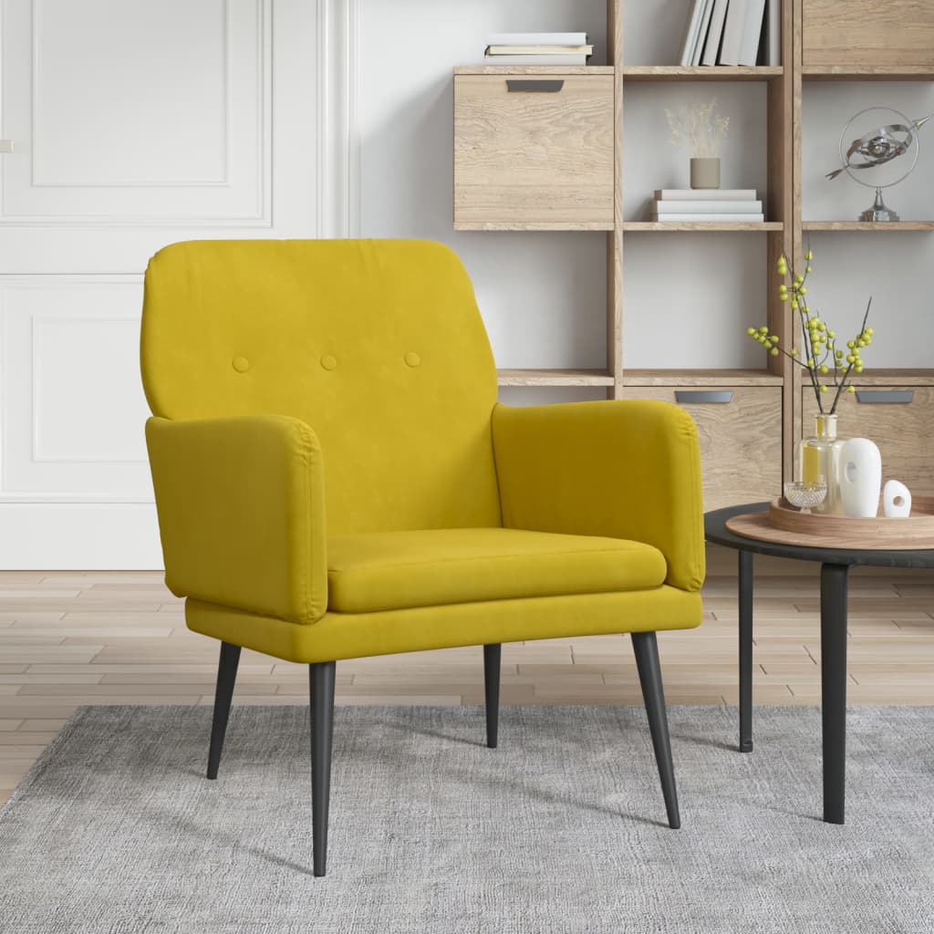 vidaXL Fauteuil Jaune 62x79x79 cm Velours