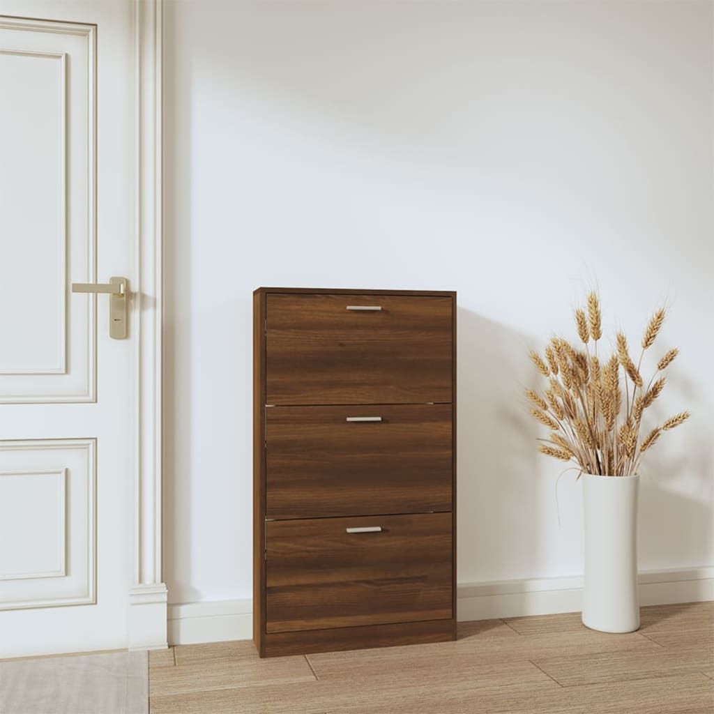 vidaXL Armoire à chaussures Chêne marron 59x17x108cm Bois d'ingénierie