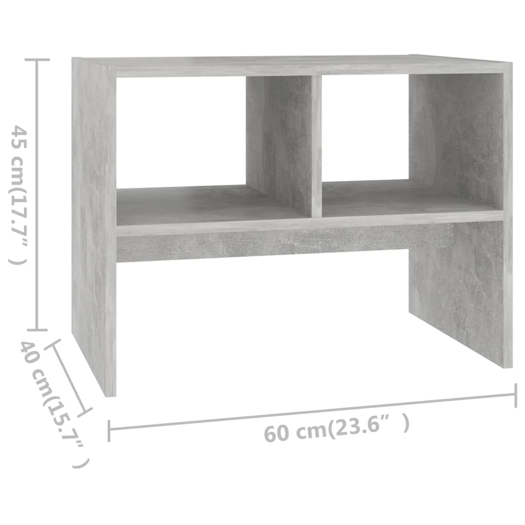 vidaXL Table d'appoint Gris béton 60x40x45 cm Aggloméré