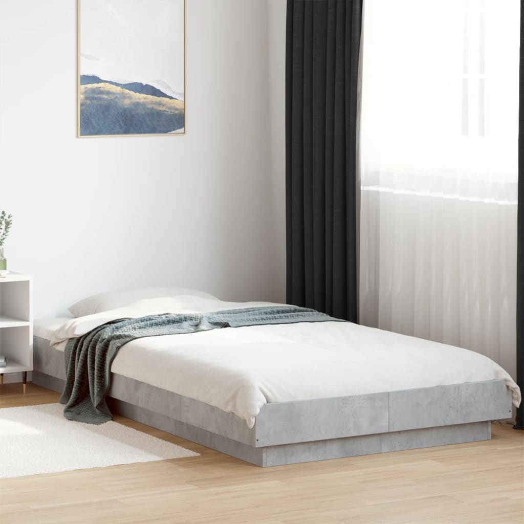 vidaXL Cadre de lit avec lumières LED gris béton 100x200 cm