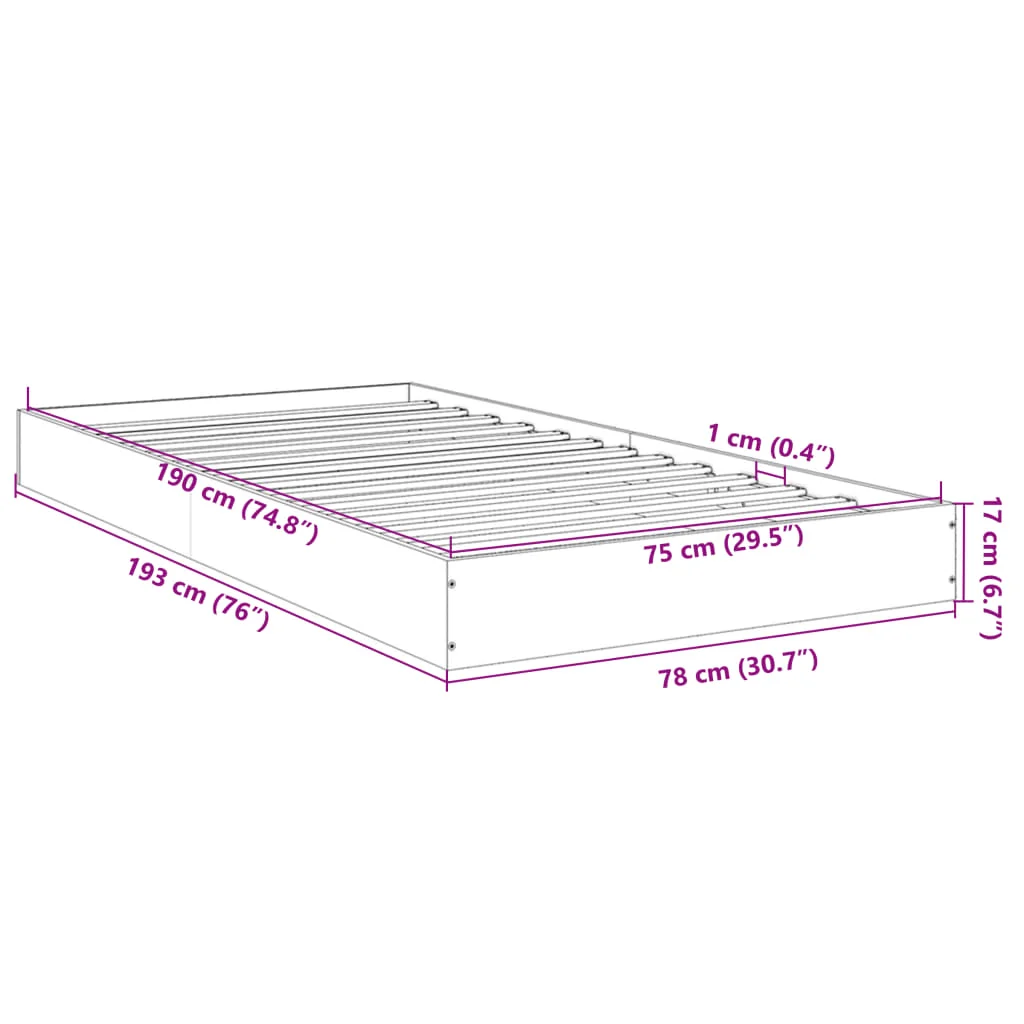 vidaXL Cadre de lit sans matelas blanc 75x190 cm bois d'ingénierie