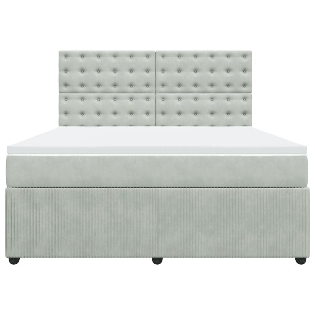 vidaXL Sommier à lattes de lit et matelas Gris clair 180x200cm Velours