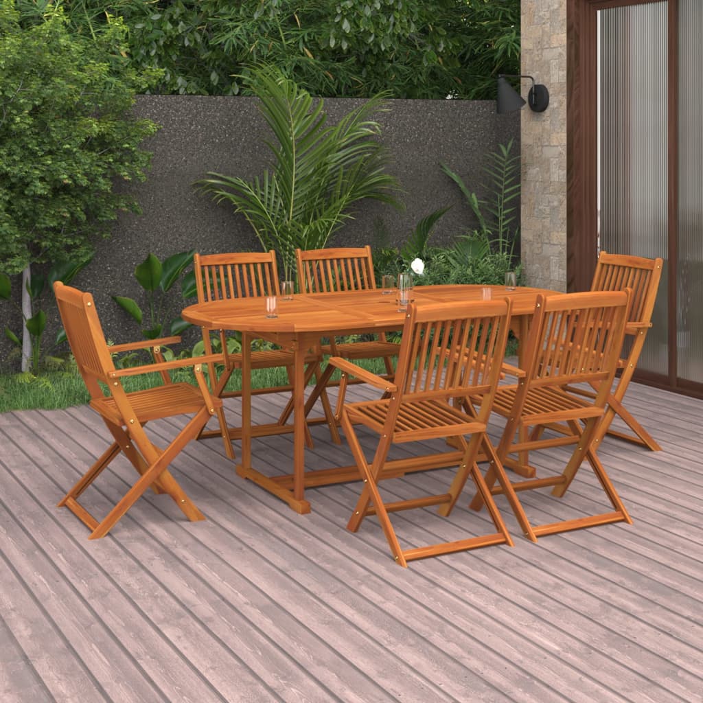 vidaXL Ensemble à manger de jardin 7 pcs bois massif d'acacia