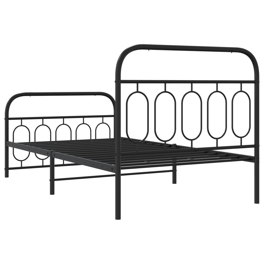 vidaXL Cadre de lit métal sans matelas et pied de lit noir 100x200 cm