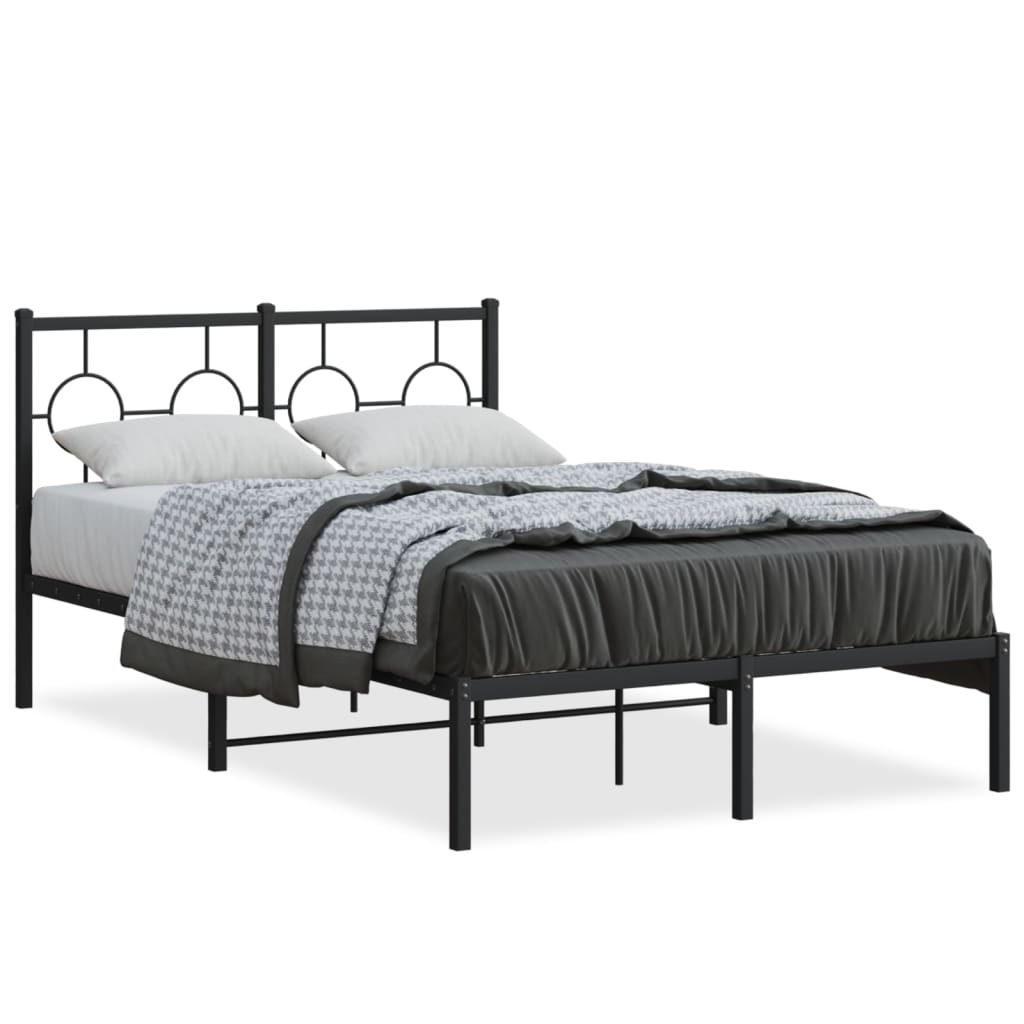 vidaXL Cadre de lit métal sans matelas avec tête de lit noir 120x190cm