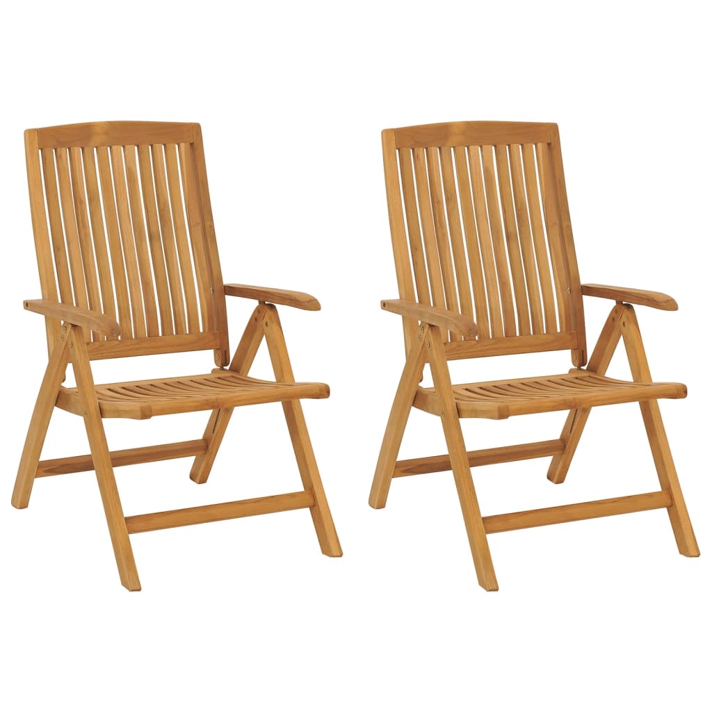 vidaXL Chaises de jardin inclinables lot de 2 et coussins teck massif