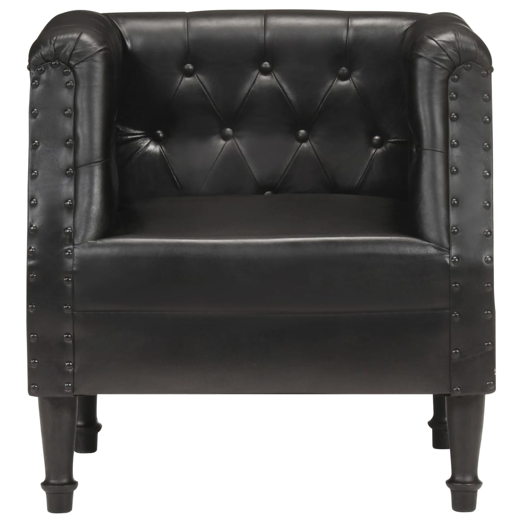 vidaXL Fauteuil Noir Cuir véritable