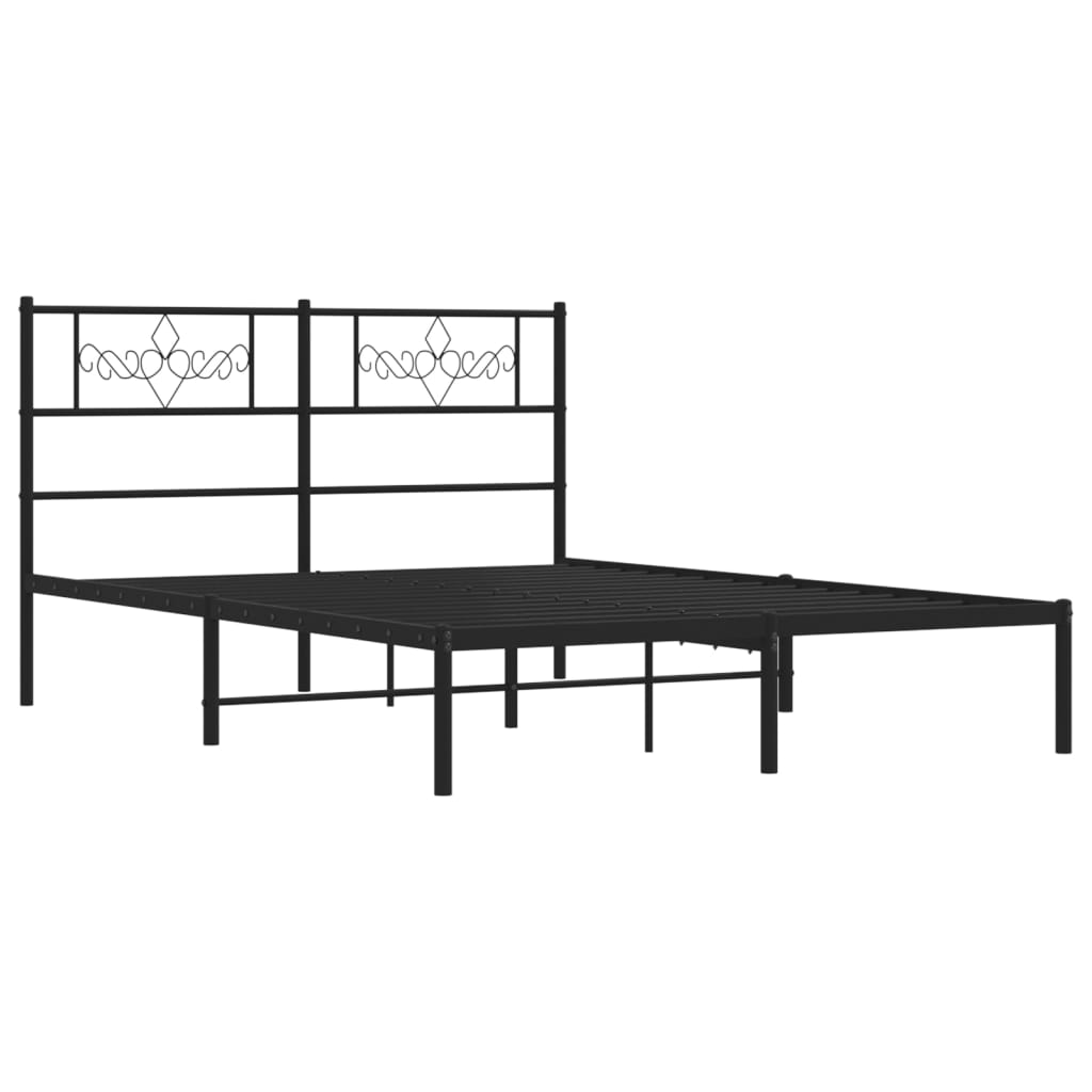 vidaXL Cadre de lit métal sans matelas avec tête de lit noir 150x200cm