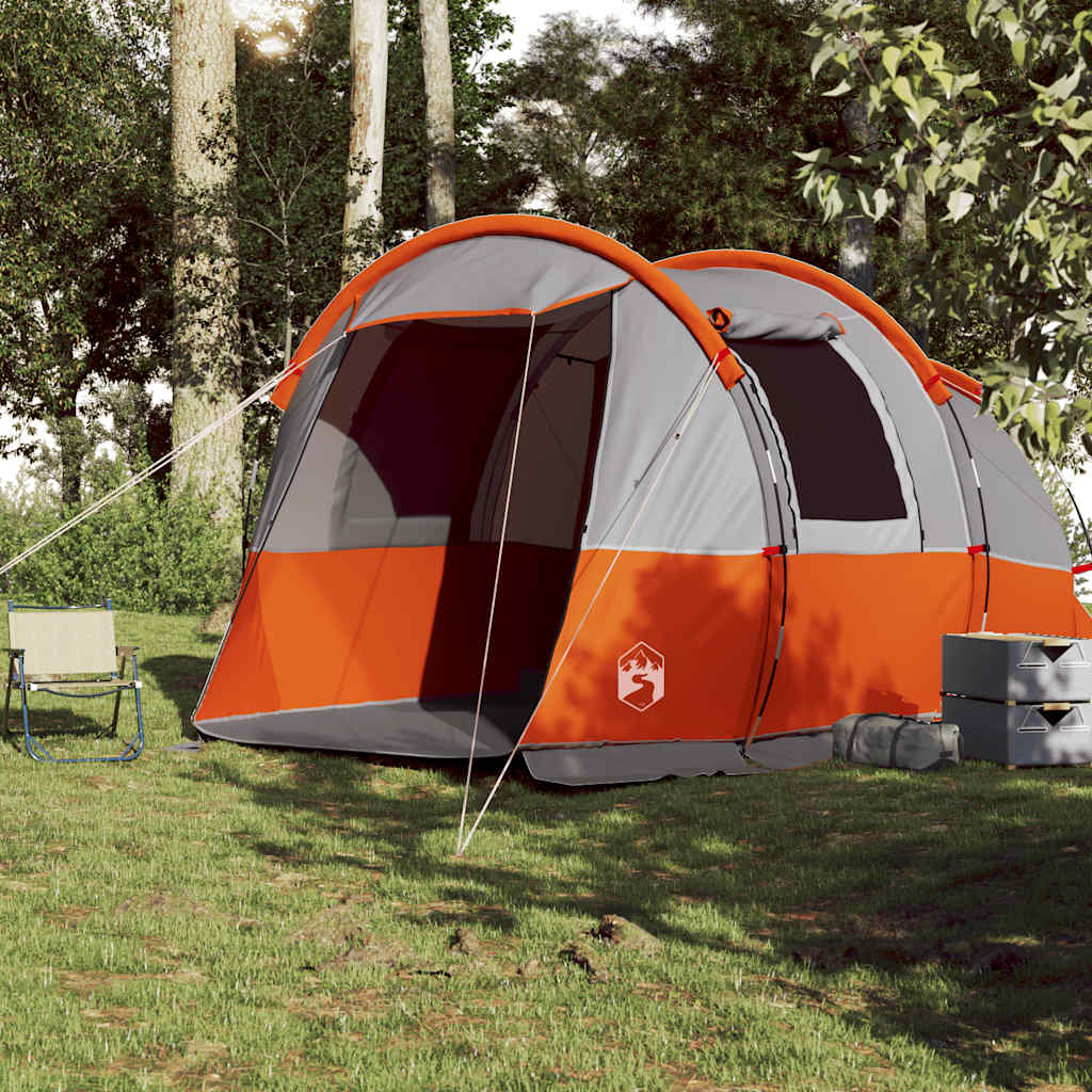 vidaXL Tente de camping tunnel 4 personnes gris et orange imperméable