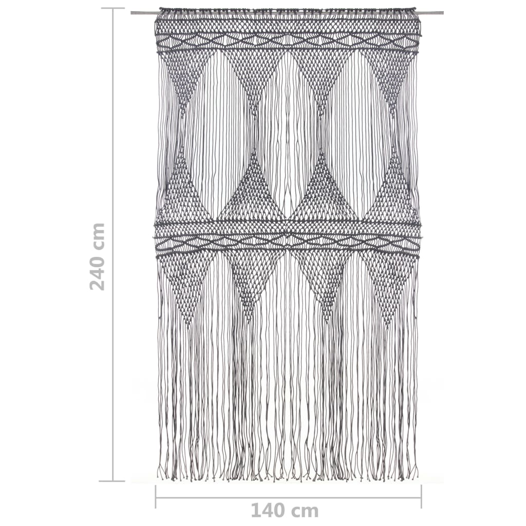 vidaXL Rideau en macramé Anthracite 140x240 cm Coton