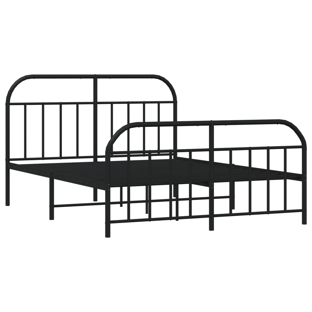 vidaXL Cadre de lit métal sans matelas avec pied de lit noir 180x200cm