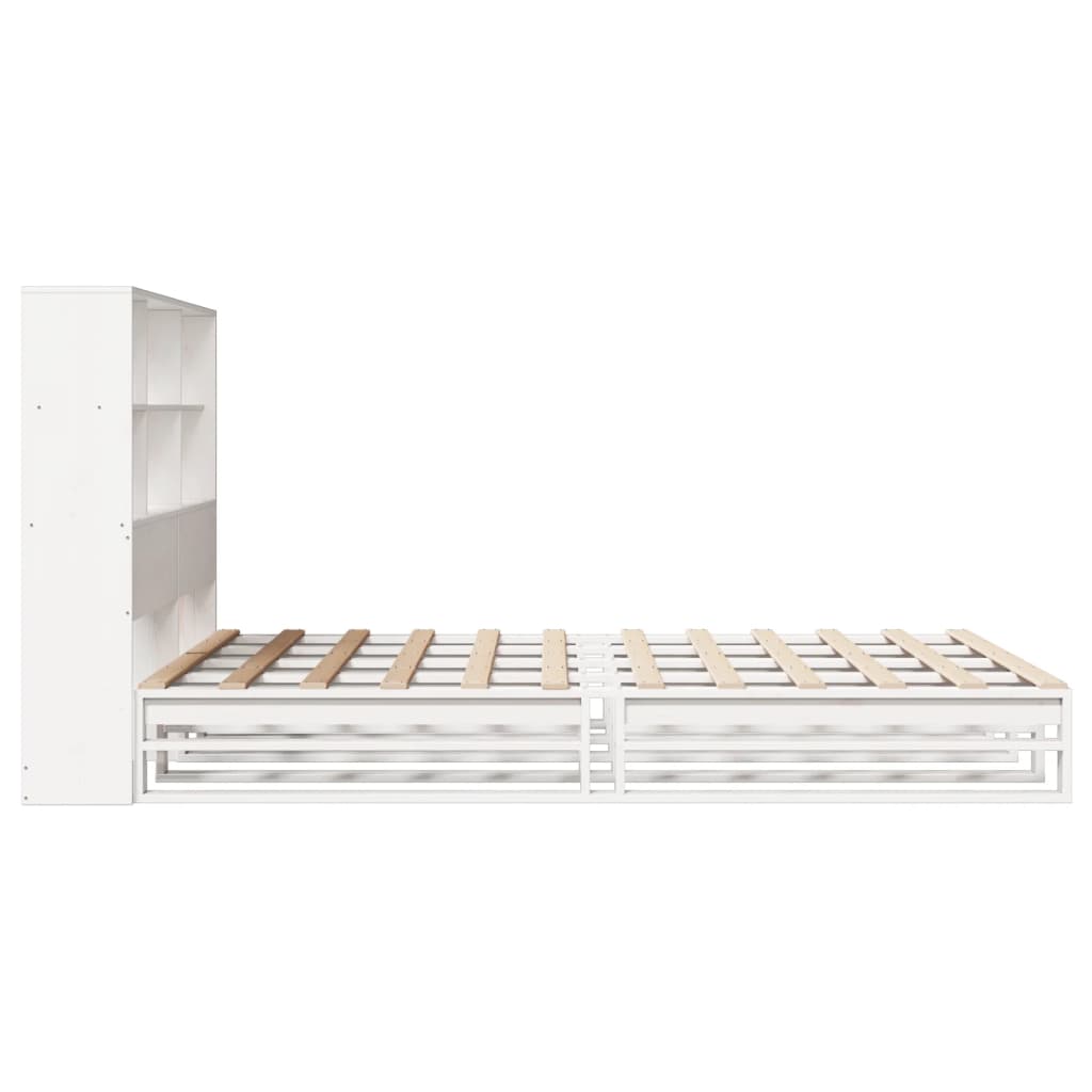 vidaXL Lit bibliothèque sans matelas blanc 120x190 cm bois massif