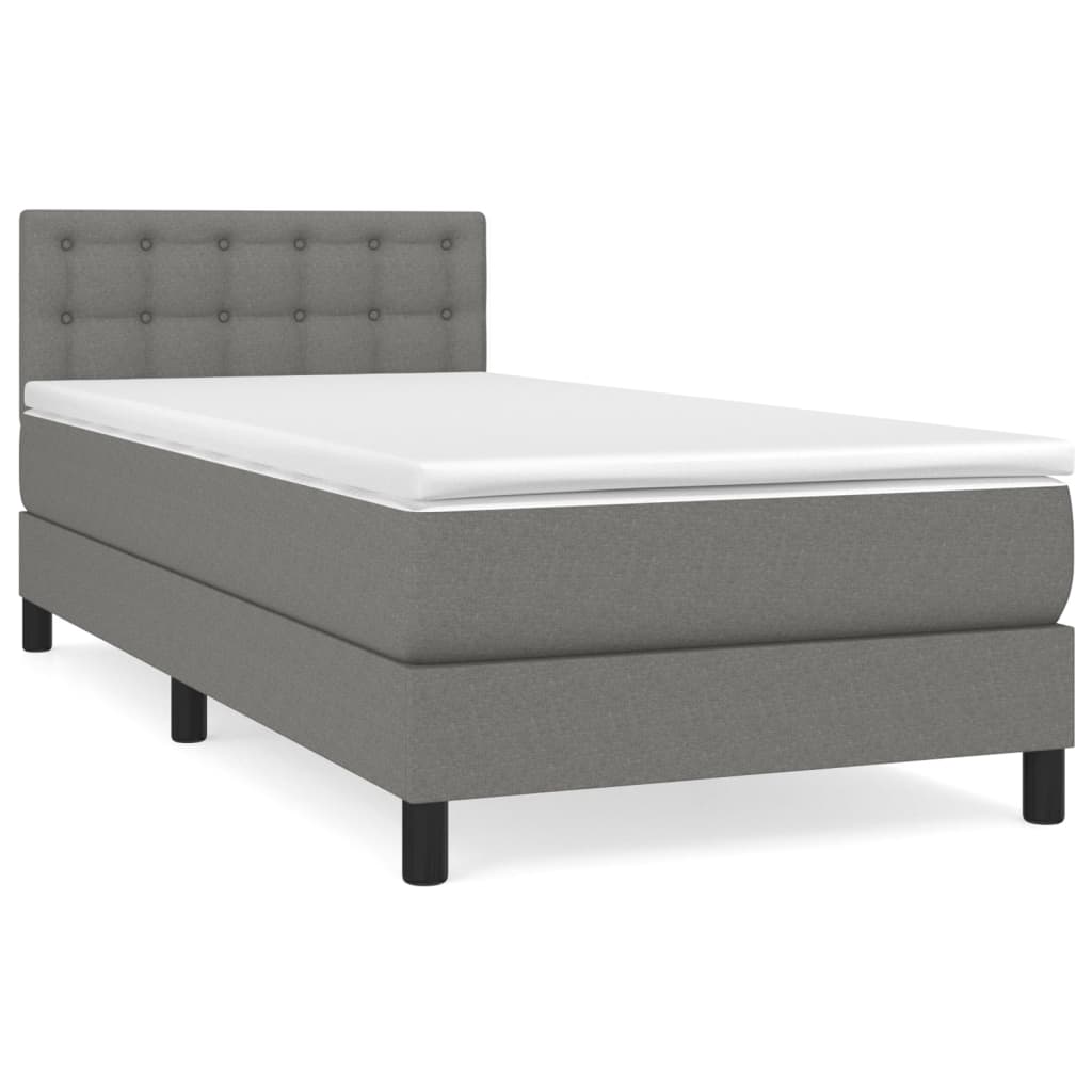 vidaXL Sommier à lattes de lit avec matelas Gris foncé 80x200 cm Tissu