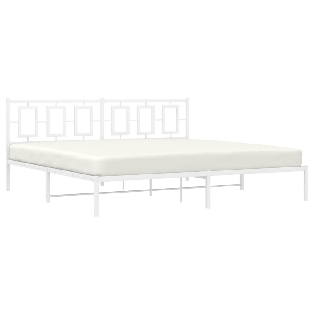 vidaXL Cadre de lit métal sans matelas et tête de lit blanc 200x200 cm