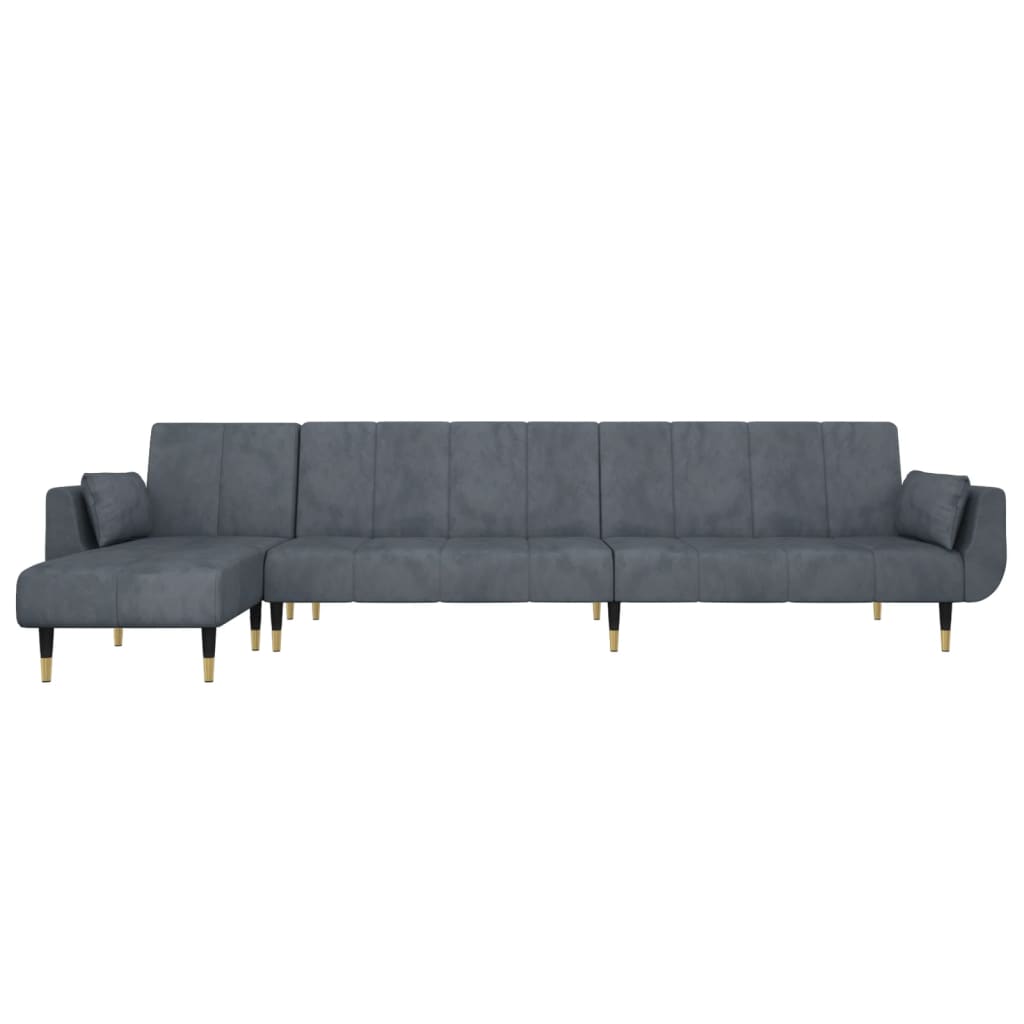 vidaXL Canapé-lit en forme de L gris 275x140x70 cm velours