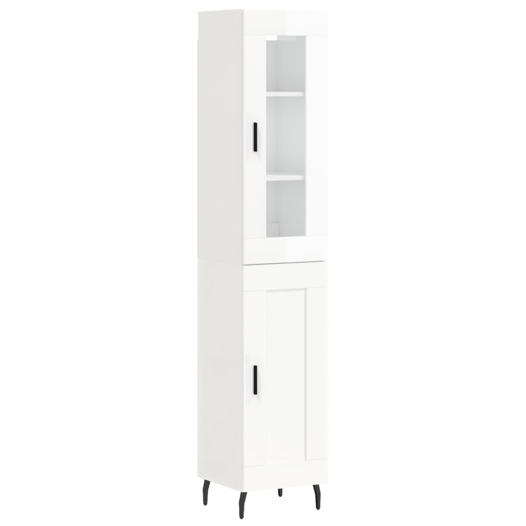 vidaXL Buffet haut Blanc brillant 34,5x34x180 cm Bois d'ingénierie