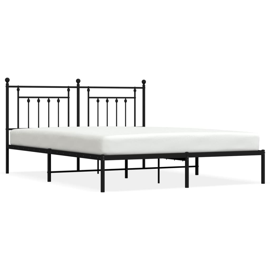 vidaXL Cadre de lit métal sans matelas avec tête de lit noir 183x213cm