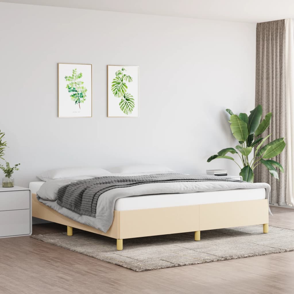 vidaXL Cadre de lit sans matelas crème 180x200 cm tissu