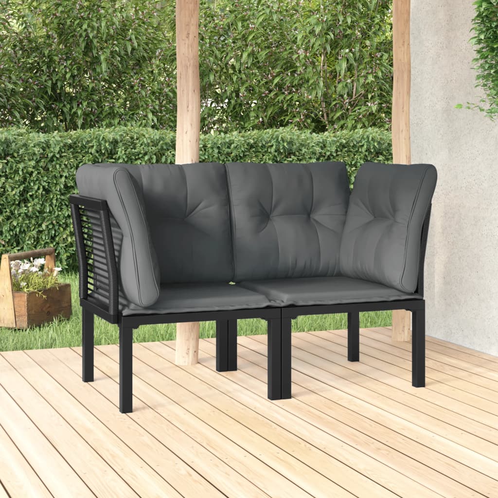 vidaXL Chaises d'angle de jardin avec coussins 2 pcs noir/gris