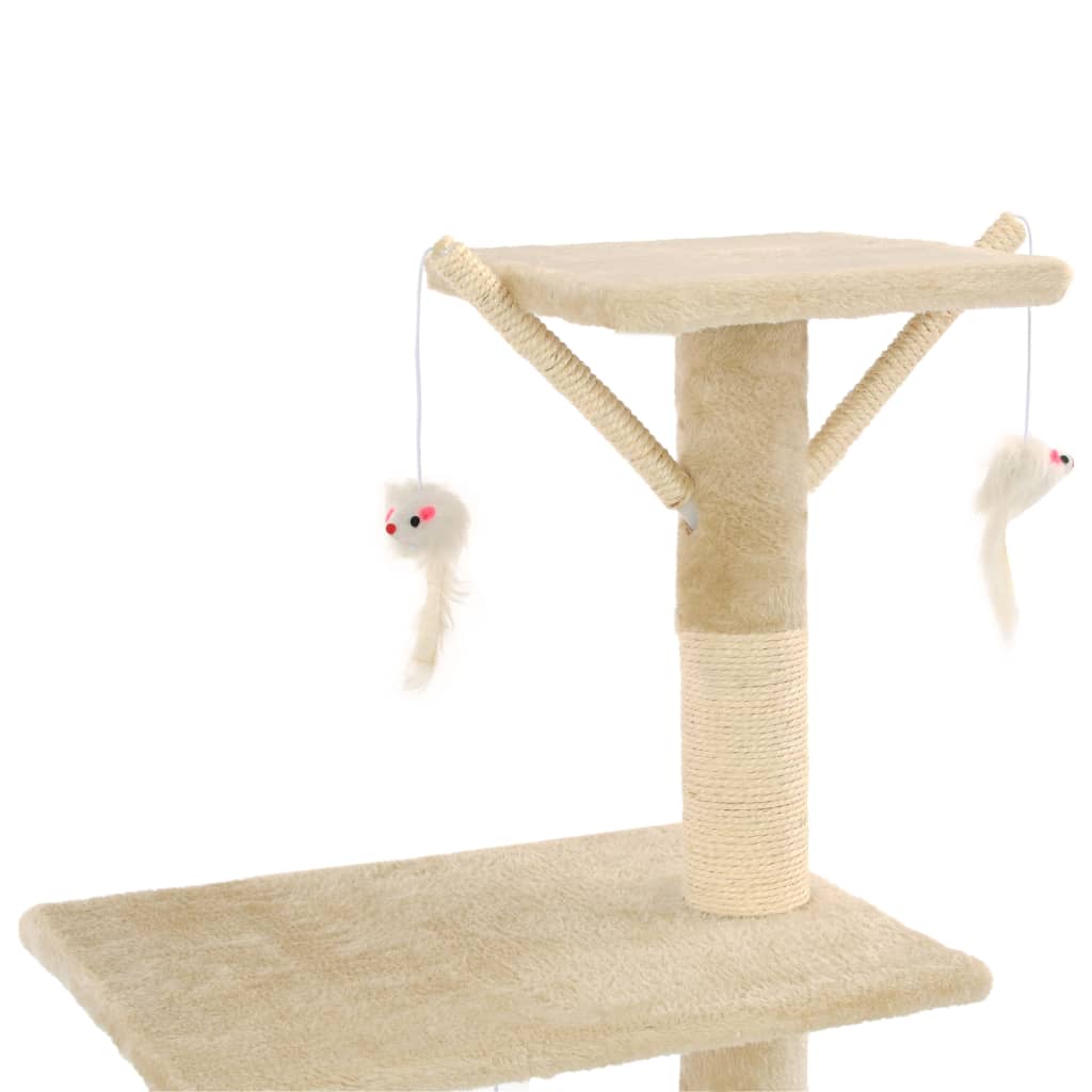 vidaXL Arbre à chat avec griffoirs en sisal 138 cm Beige