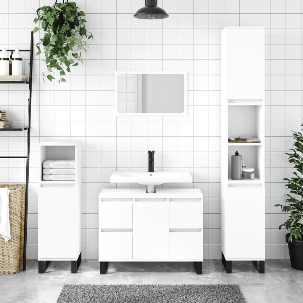 vidaXL Armoire de salle de bain blanc 30x30x100 cm bois d'ingénierie