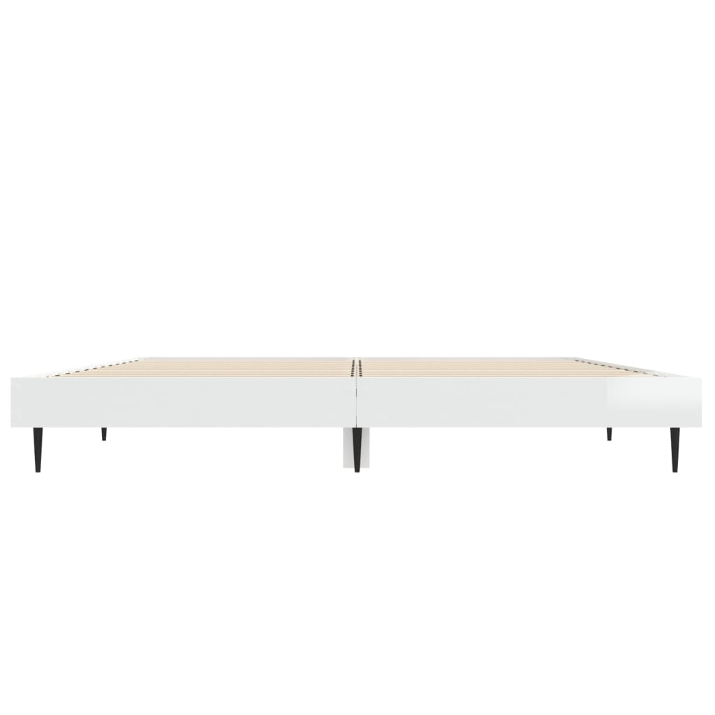 vidaXL Cadre de lit sans matelas blanc brillant 135x190 cm