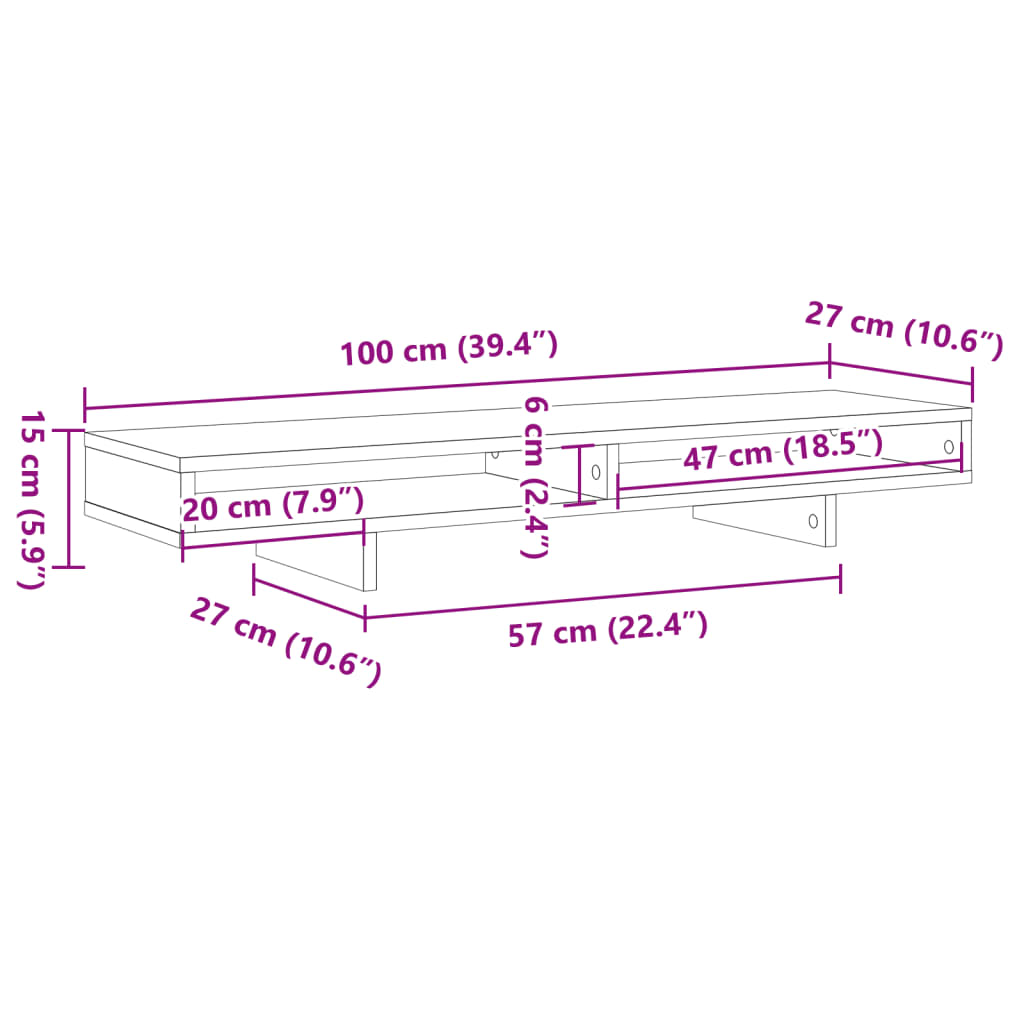 vidaXL Support de moniteur blanc 100x27x15 cm bois d'ingénierie