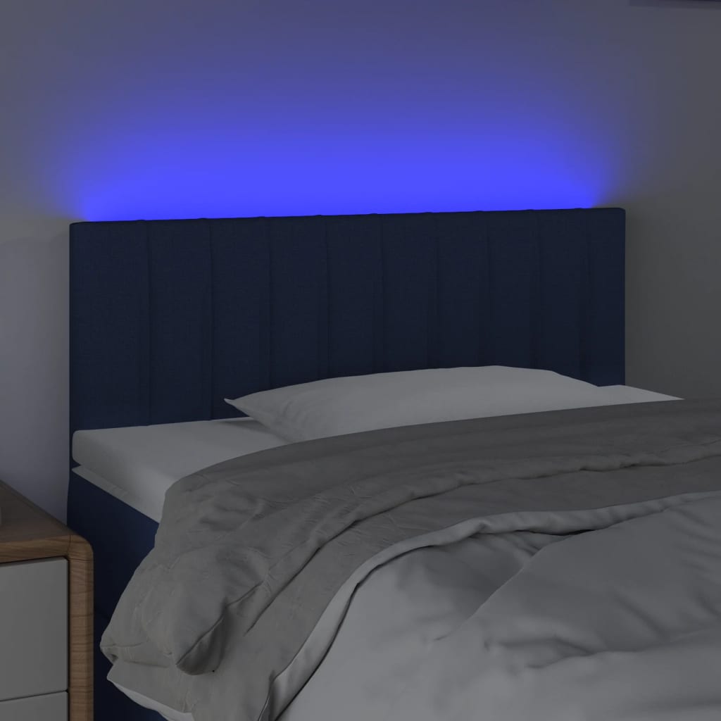 vidaXL Tête de lit à LED Bleu 90x5x78/88 cm Tissu