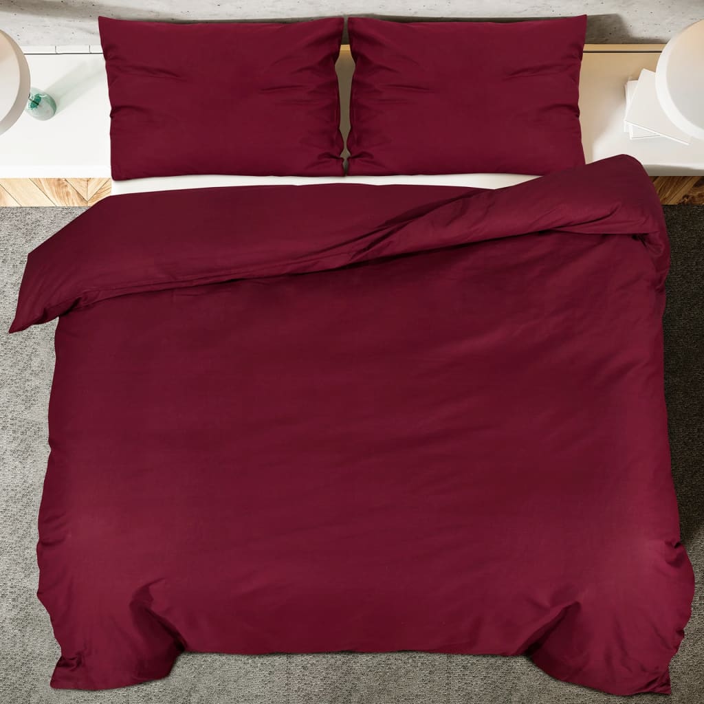 vidaXL Ensemble de housse de couette Bordeaux 140x200 cm Microfibre