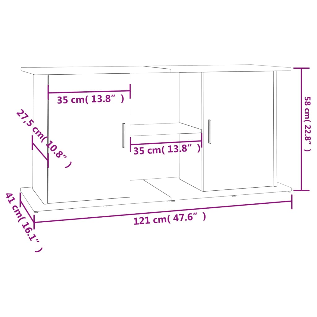 vidaXL Support d'aquarium blanc brillant 121x41x58cm bois d'ingénierie