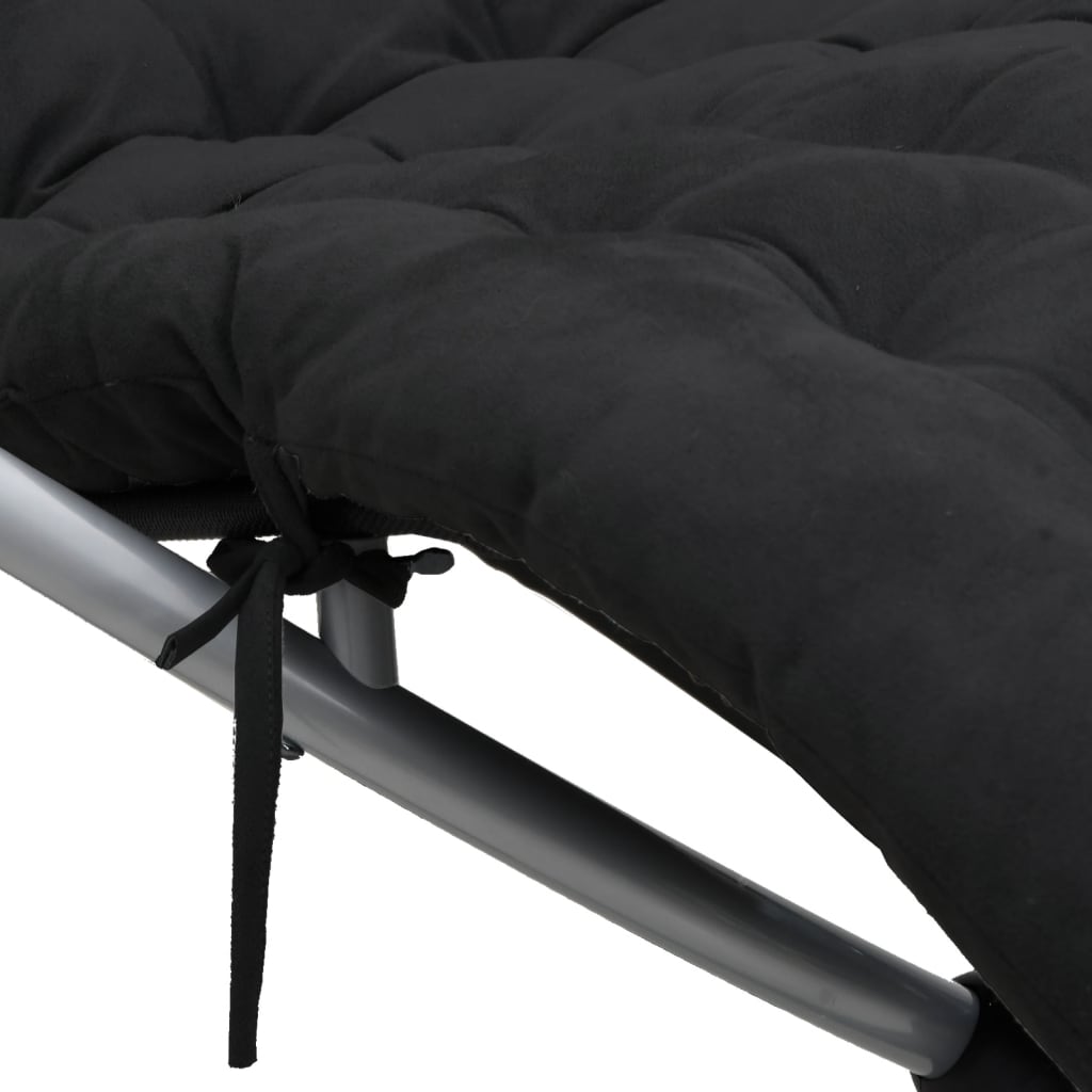 vidaXL Chaise longue géométrique avec coussin noir et gris acier