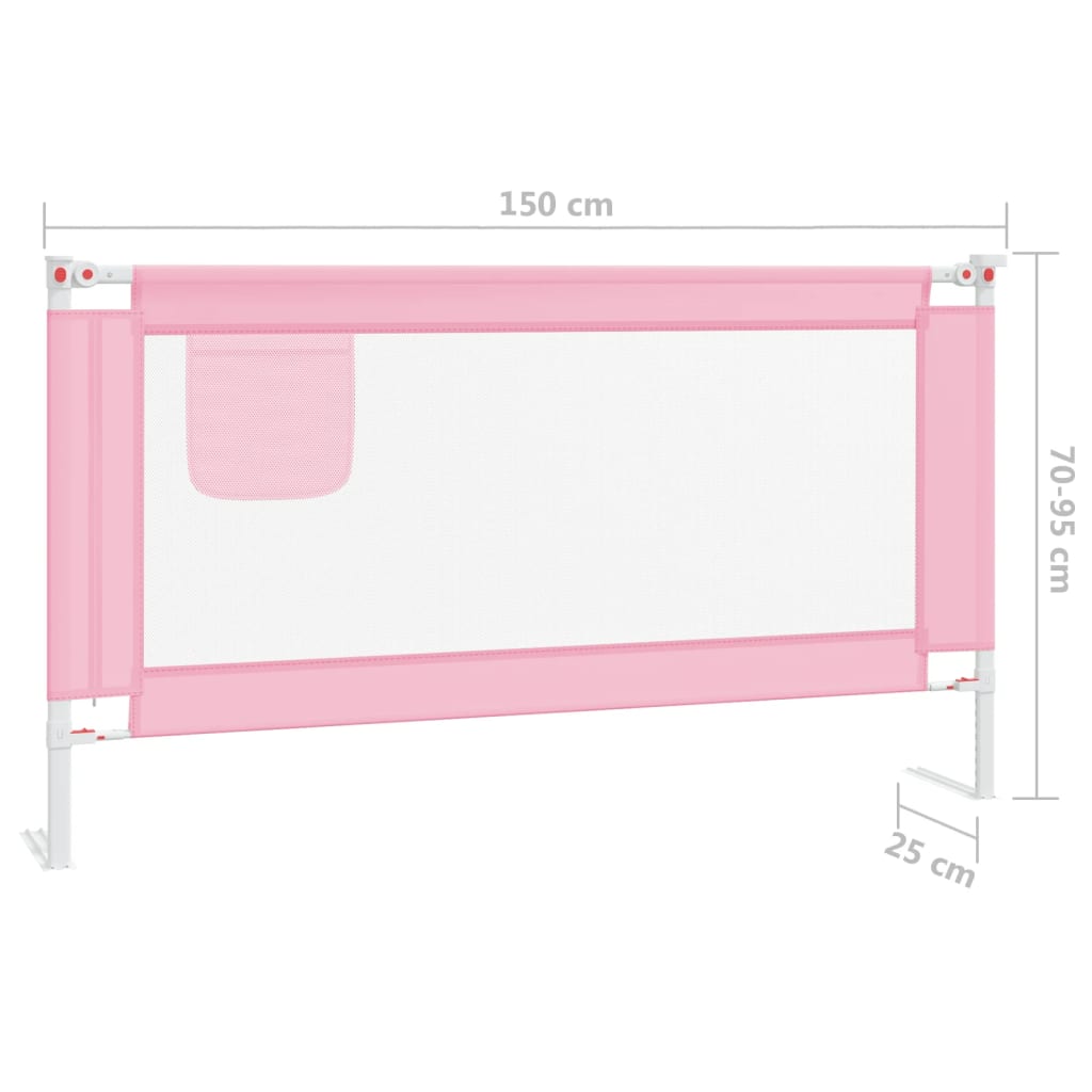 vidaXL Barrière de sécurité de lit d'enfant Rose 150x25 cm Tissu