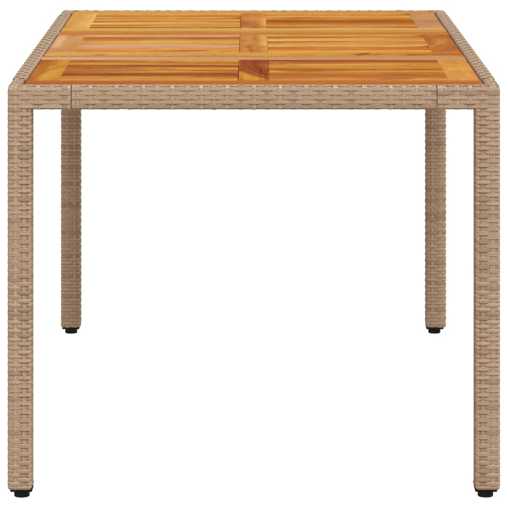 vidaXL Table de jardin beige 150x90x75 cm résine tressée bois d'acacia