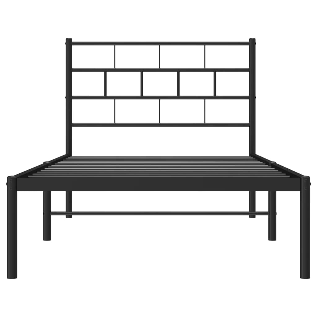 vidaXL Cadre de lit métal sans matelas avec tête de lit noir 100x190cm