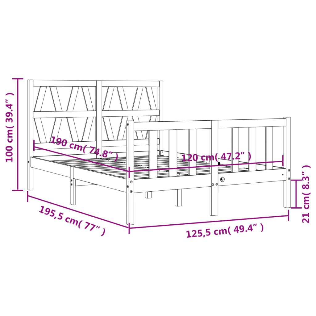 vidaXL Cadre de lit sans matelas bois de pin massif