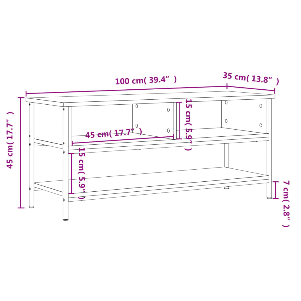 vidaXL Meuble TV noir 100x35x45 cm bois d'ingénierie