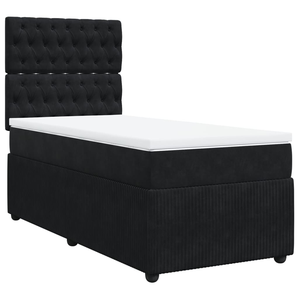 vidaXL Sommier à lattes de lit avec matelas Noir 90x190 cm Velours