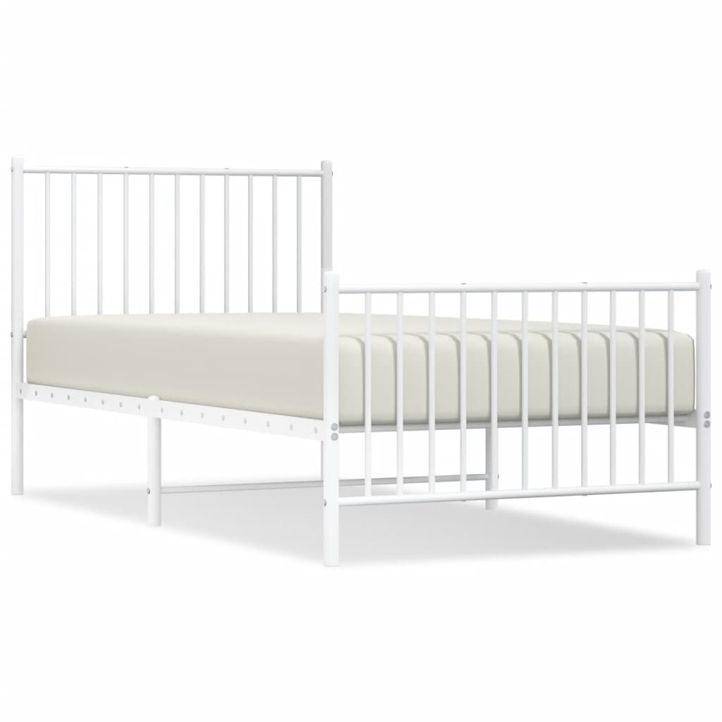 vidaXL Cadre de lit métal sans matelas avec pied de lit blanc 90x190cm