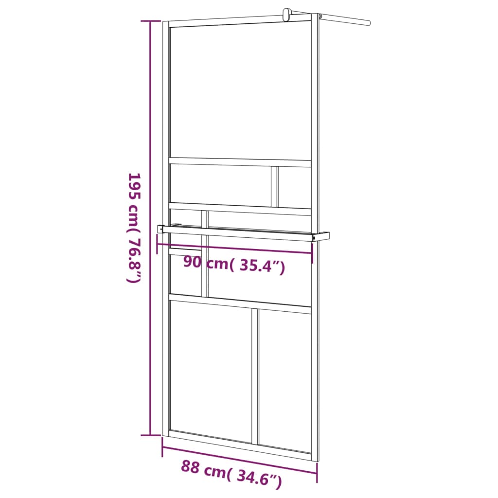 vidaXL Paroi de douche et étagère Blanc 90x195 cm Verre ESG&Aluminium