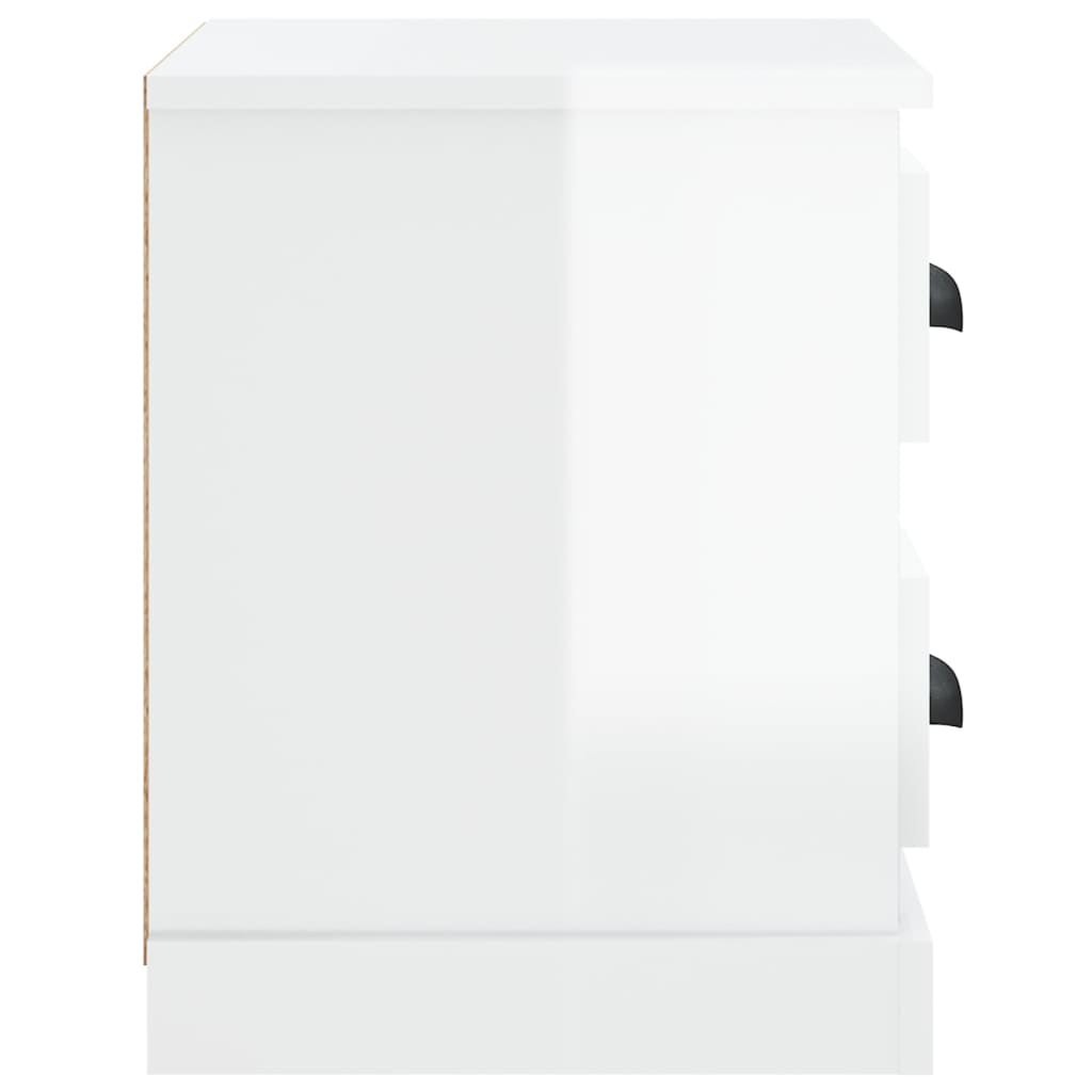 vidaXL Table de chevet blanc brillant 60x35,5x45 cm