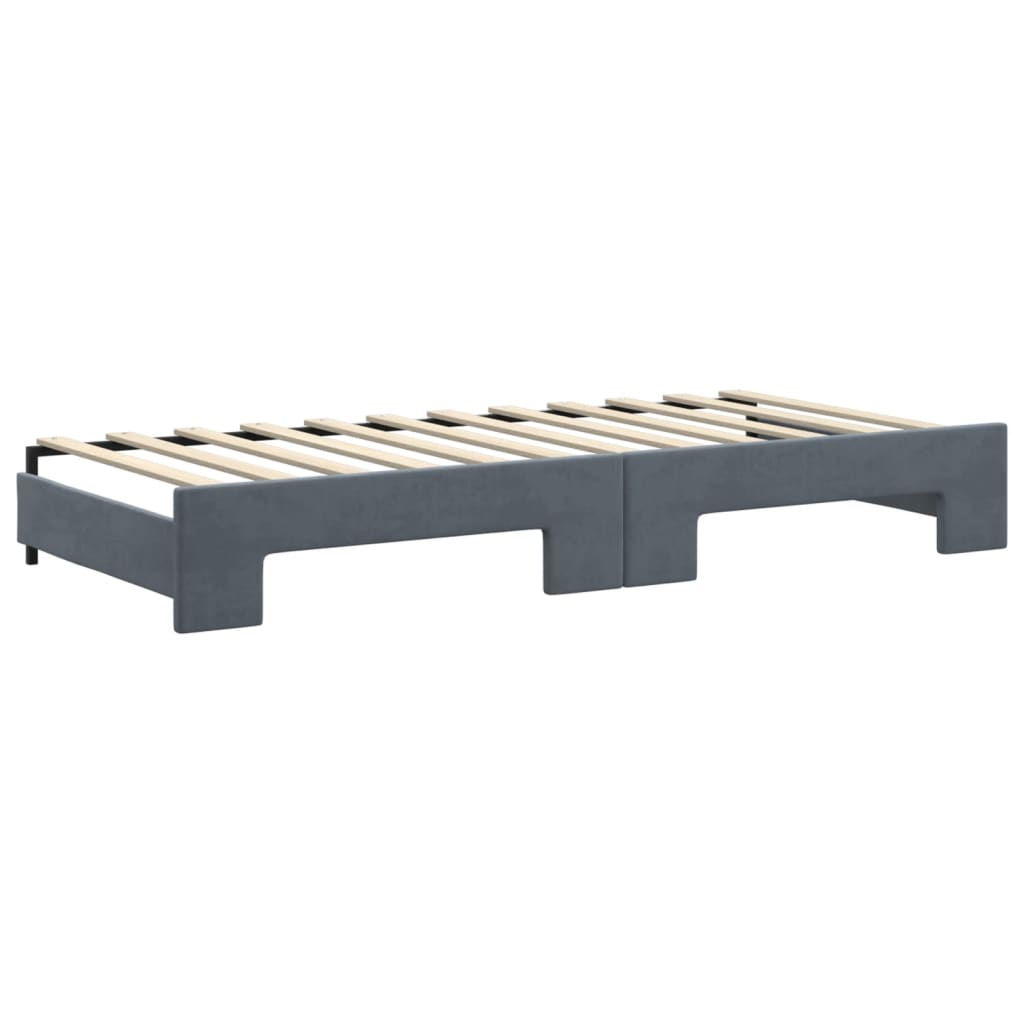 vidaXL Lit de jour avec gigogne et matelas gris foncé 90x200cm velours