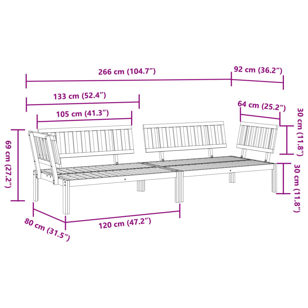 vidaXL Canapés d'angle palette de jardin 2 pcs bois massif d'acacia