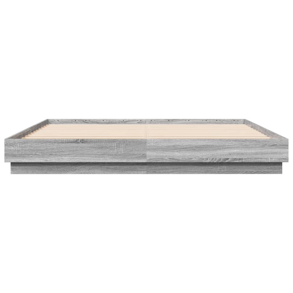 vidaXL Cadre de lit avec LED sans matelas sonoma gris 200x200 cm