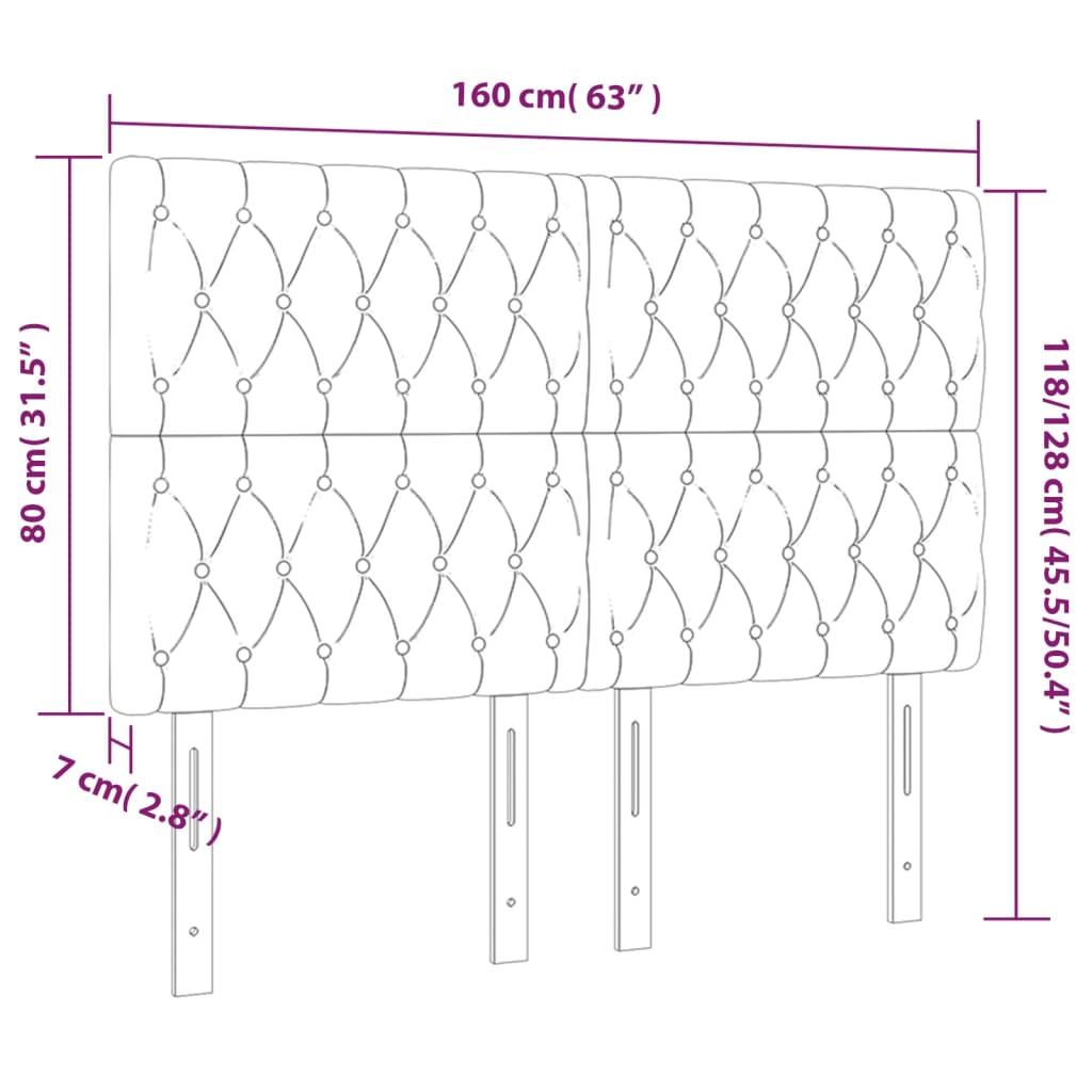 vidaXL Tête de lit à LED Crème 160x7x118/128 cm Tissu