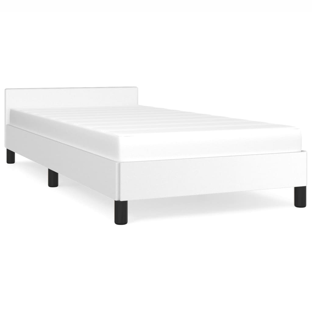 vidaXL Cadre de lit avec tête de lit sans matelas blanc 90x200 cm